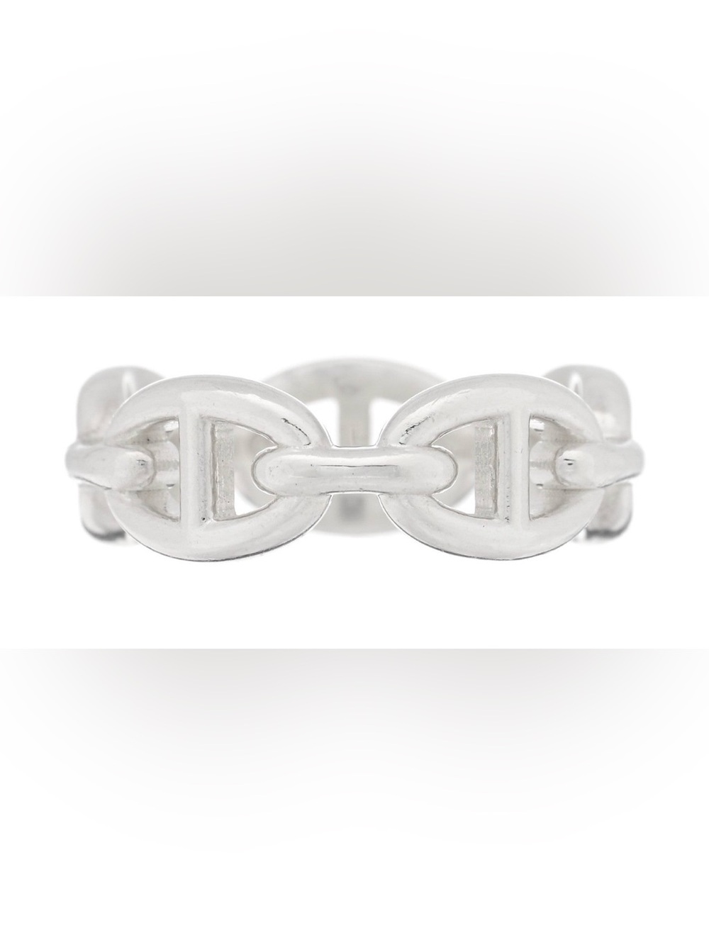 HERMES Sterling Silver PM Chaine d'Ancre Enchainee Band Ring 56 7.75 Authentic